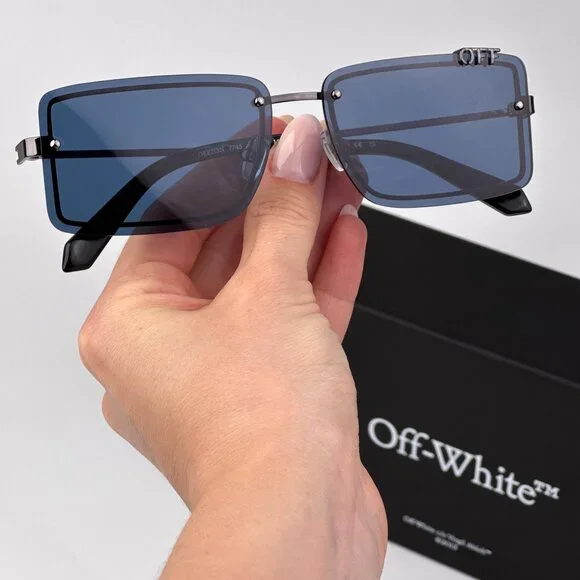 Off-White TAMPA Sunglasses – Gunmetal Blue Rectangular Frame | Model OERI13N 774 Off-White TAMPA Sunglasses – Gunmetal Blue Rectangular  main image 2